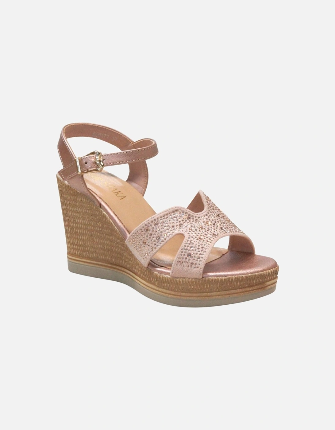 Sparkling Diamond Glitter Buckle Closure Wedge Party Sandals, 2 of 1