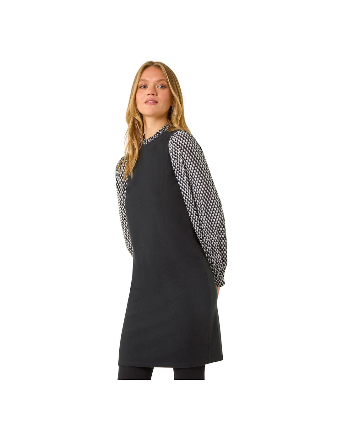 Geometric Contrast Knit Dress, 2 of 1