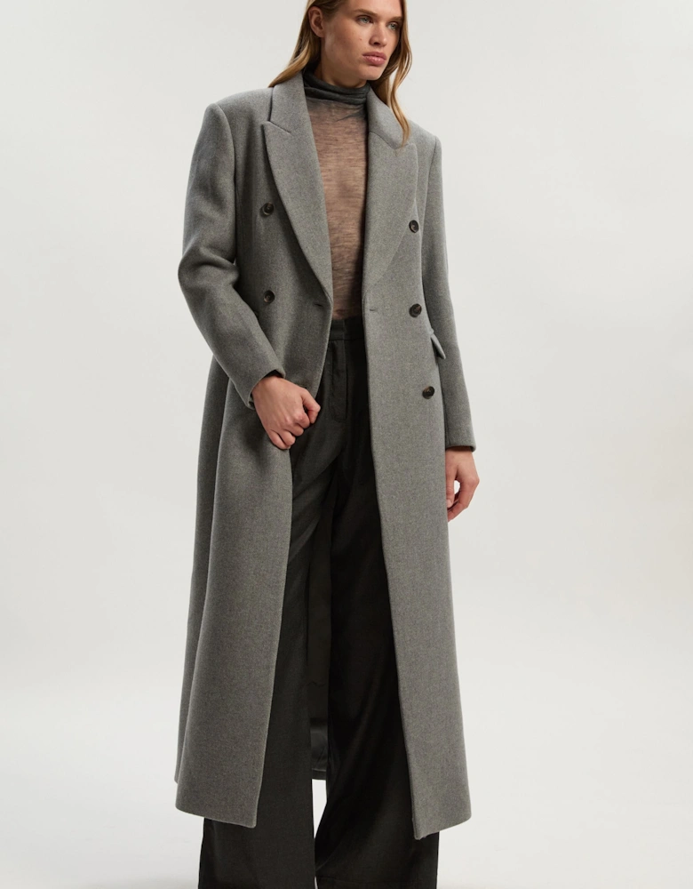Wool Double Breasted Tailored Maxi Coat