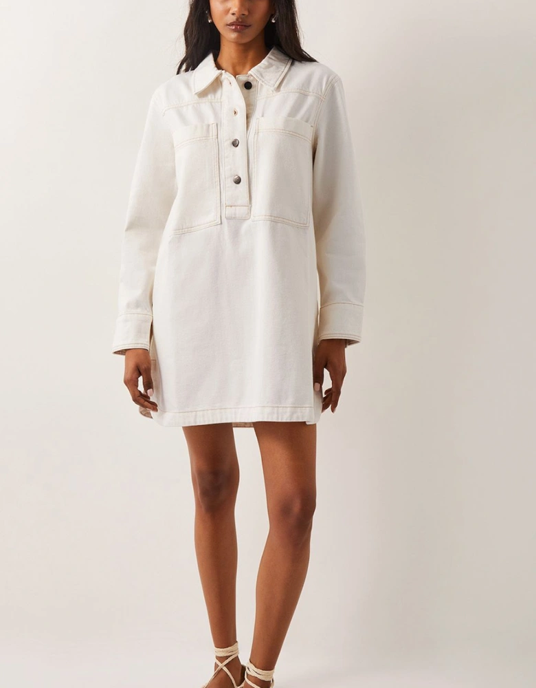 Nara Denim Tunic Shirt Dress Natural