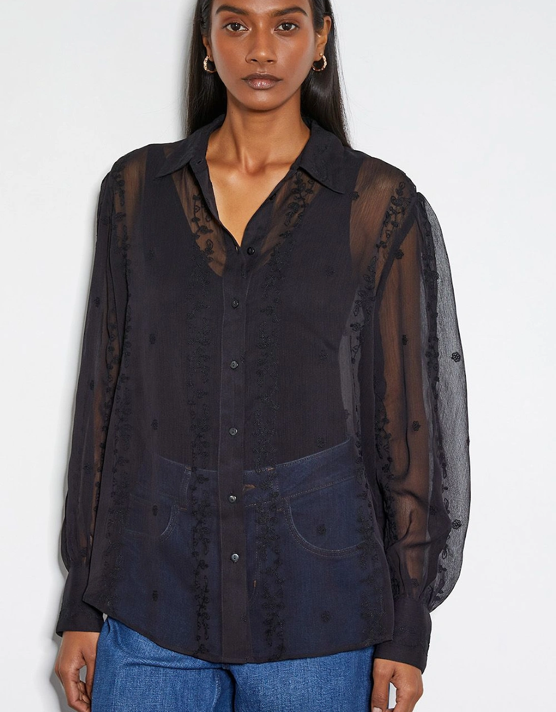 Edie Embroidered Blouse Black, 2 of 1