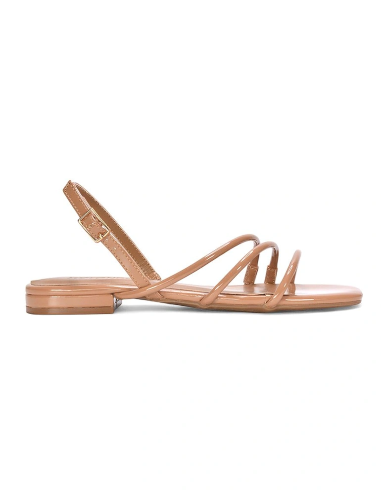 'Mary' Square Toe Strappy Slingback Flat Sandals