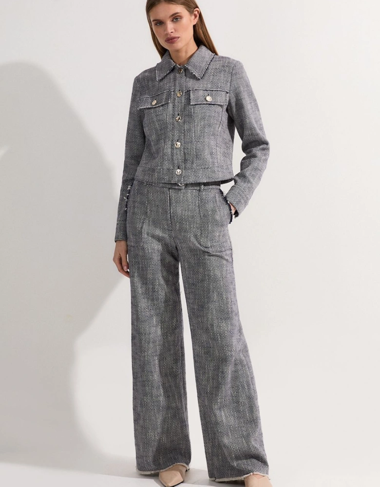 Tall Spring Tweed Tailored Straight Leg Trousers