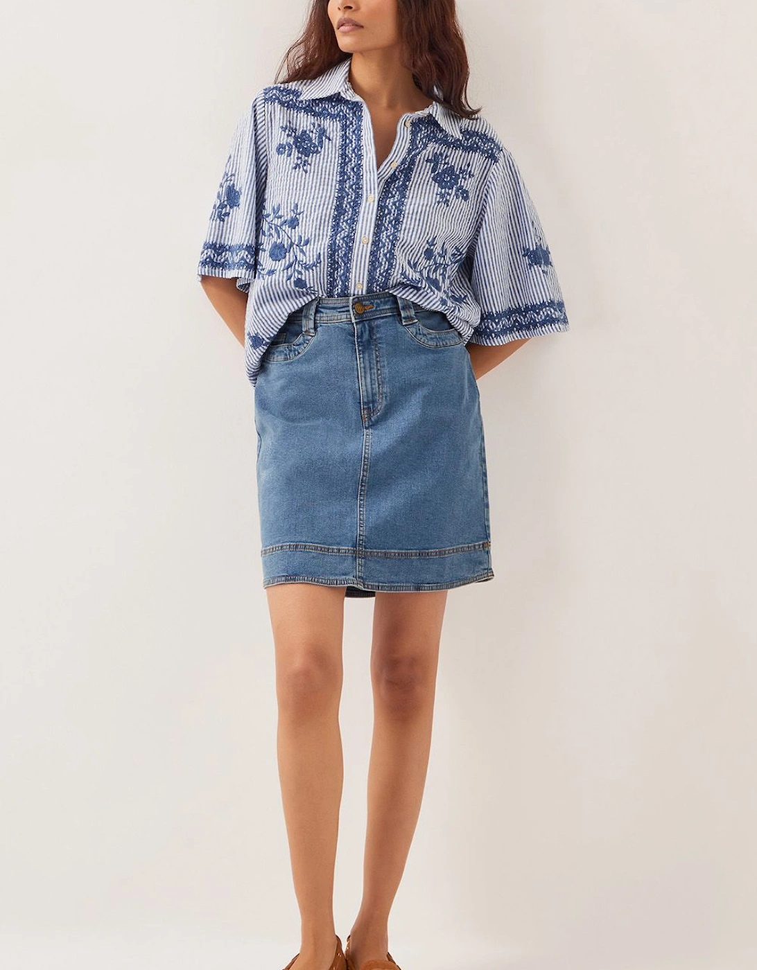 Cecelia Denim Mini Skirt Blue, 2 of 1