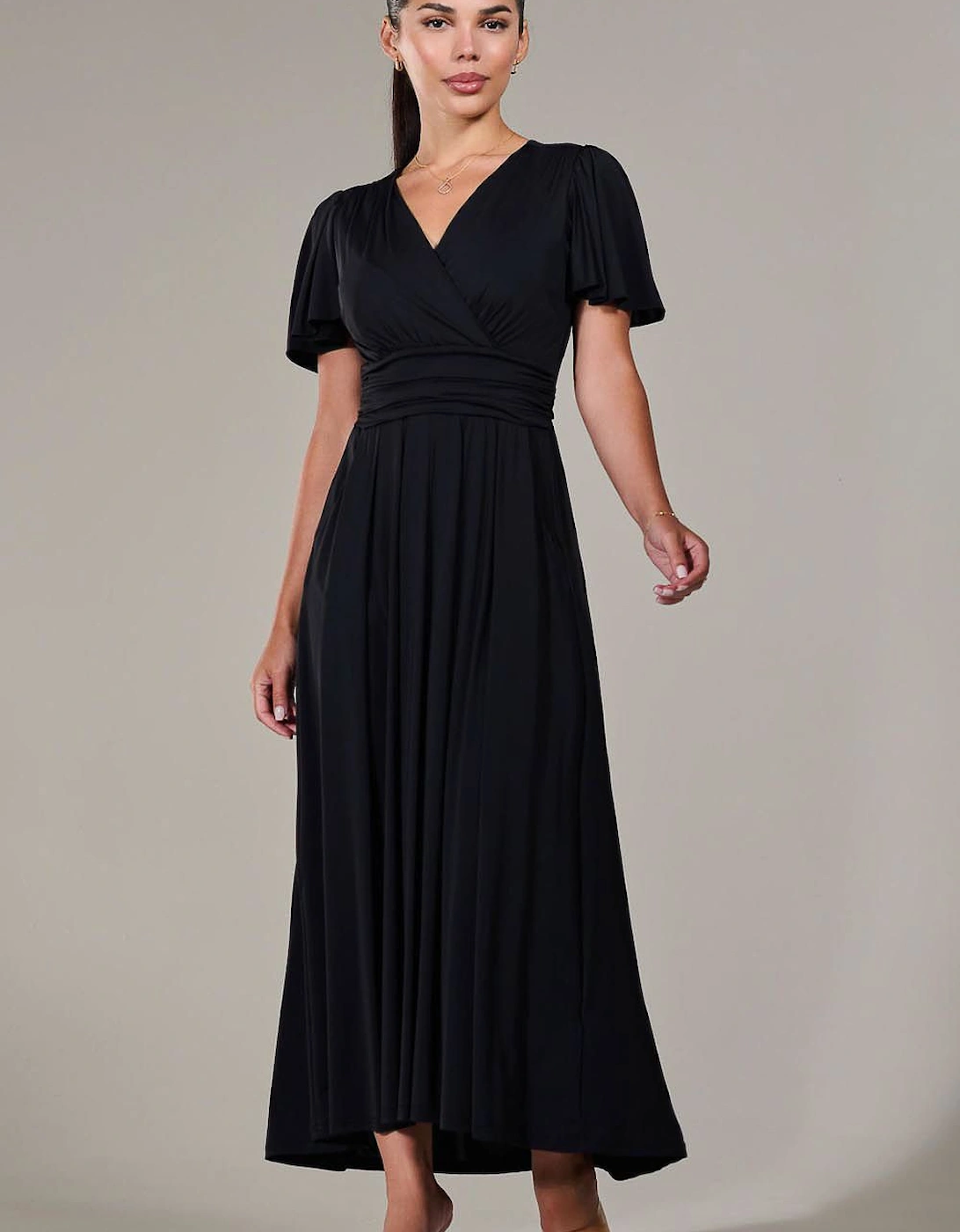 Short Sleeve Soft Silky Jersey Maxi Dress, 2 of 1