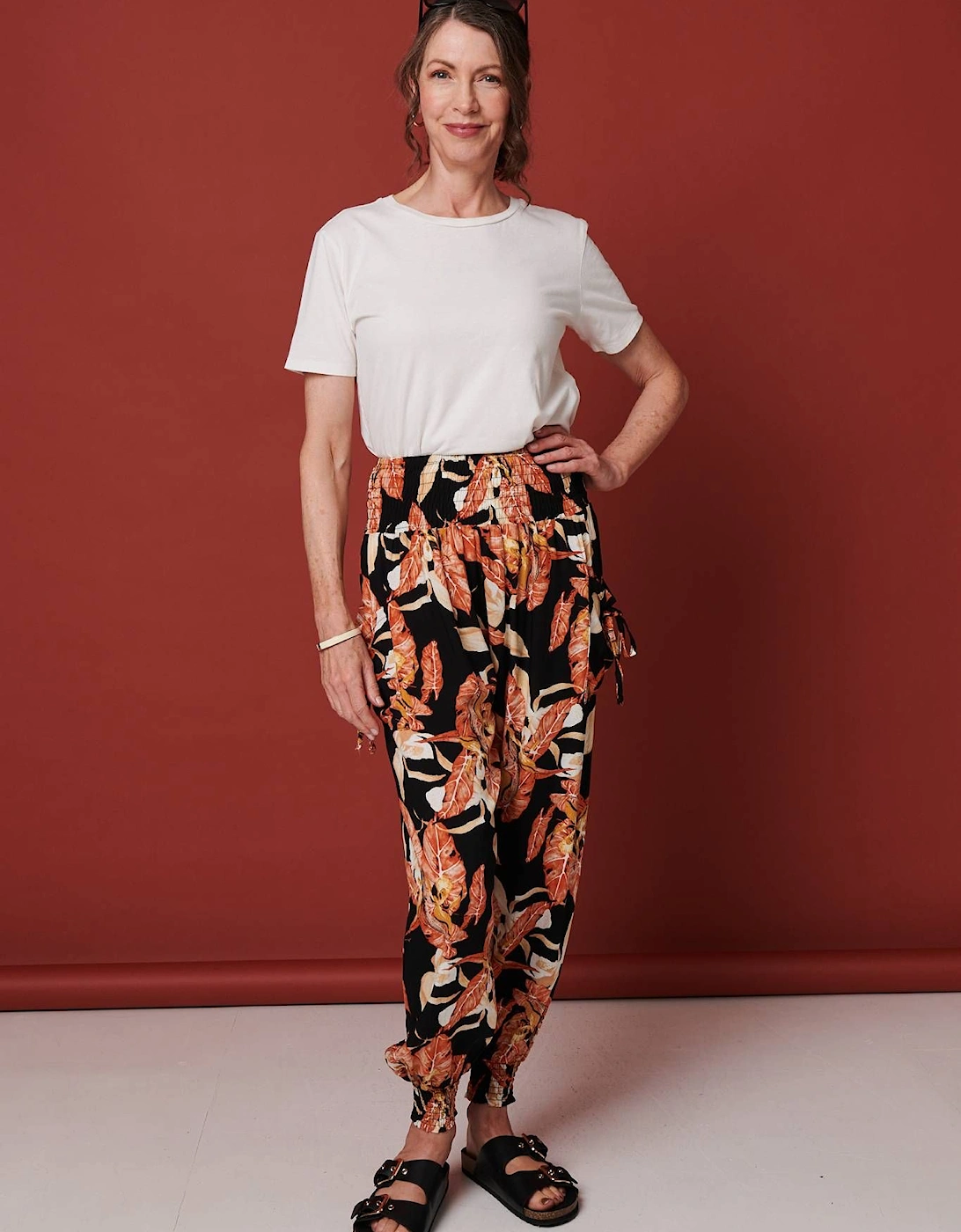 Leaf Print High Waist Tassel Harem Pants, 2 of 1