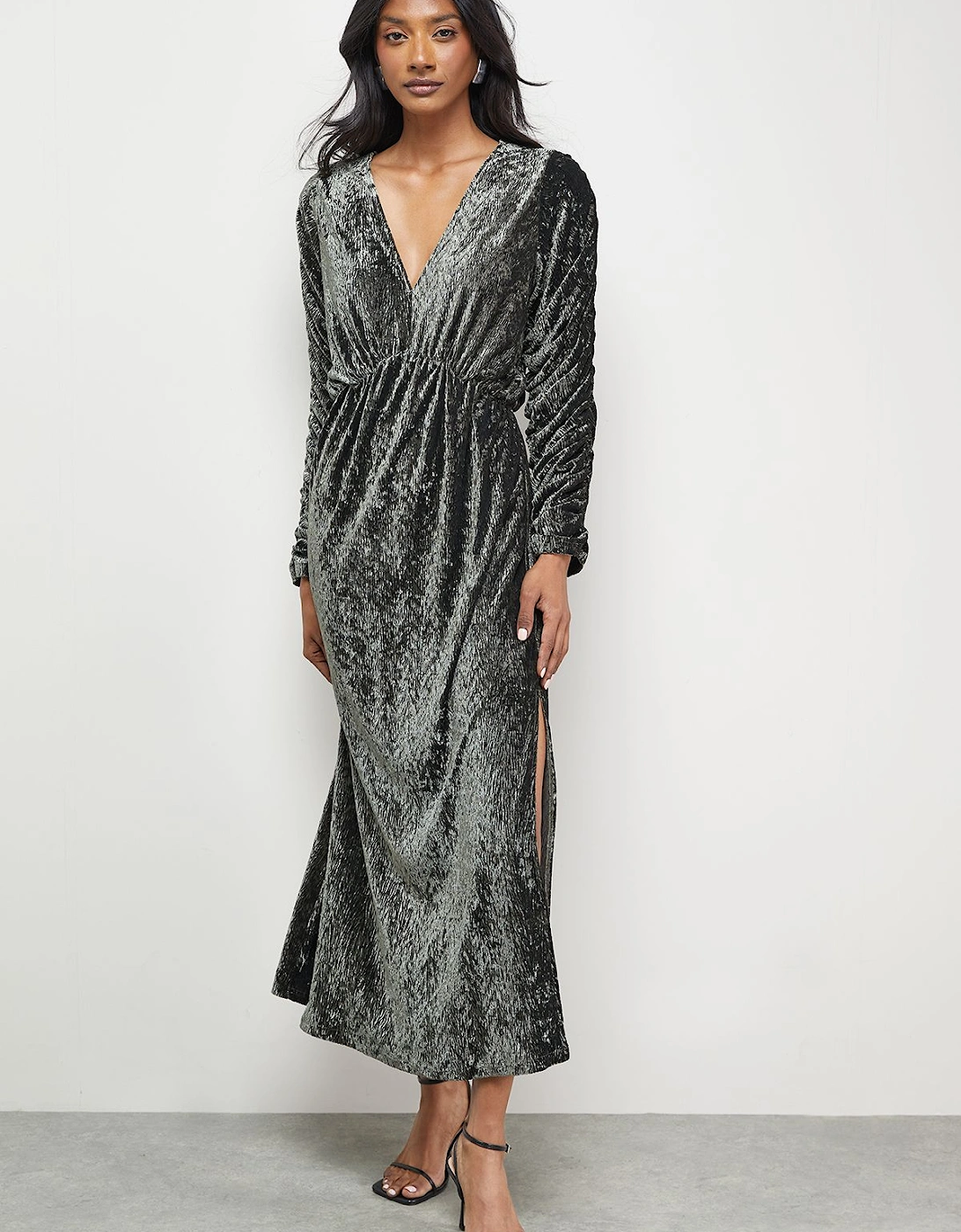 Burnout Velvet Batwing Midi Dress, 2 of 1