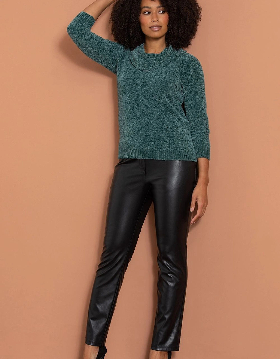 Snake Print Faux Leather Straight Leg Trousers, 2 of 1