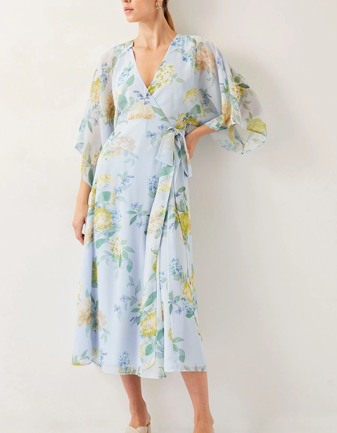 Rowan Floral Wrap Midi Dress Blue, 2 of 1