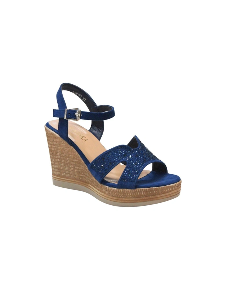 Sparkling Diamond Glitter Buckle Closure Wedge Party Sandals