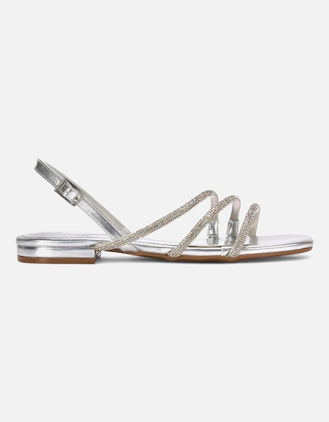 'Abigale' Strappy Diamante Flat Slingback Sandals With Buckle, 2 of 1