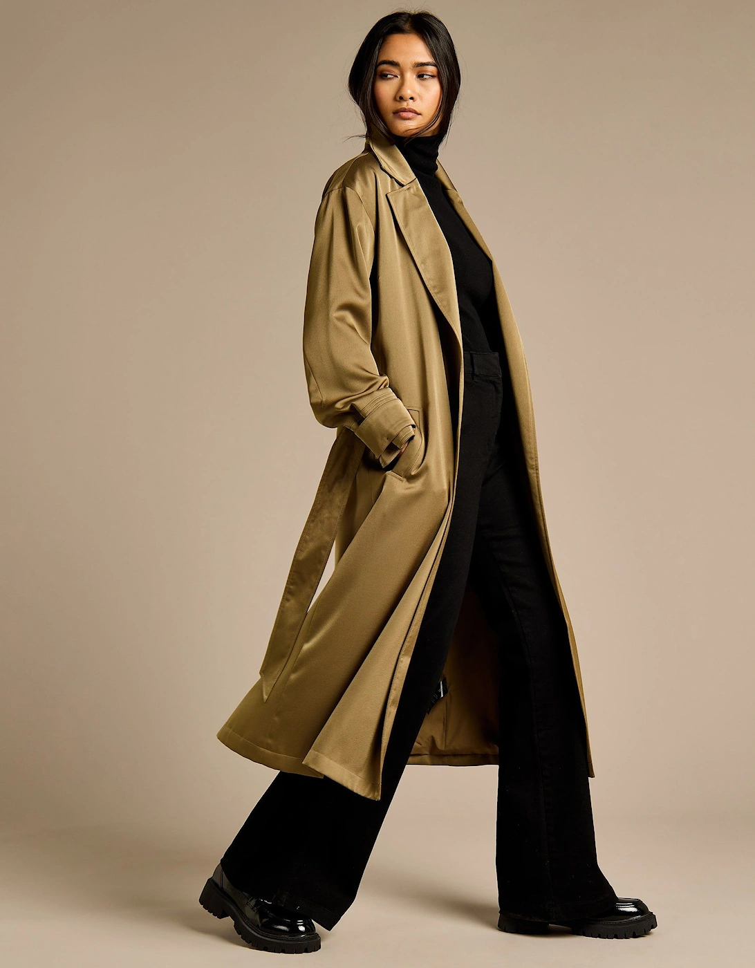 Francine Khaki Tie Waist Trench Coat, 2 of 1