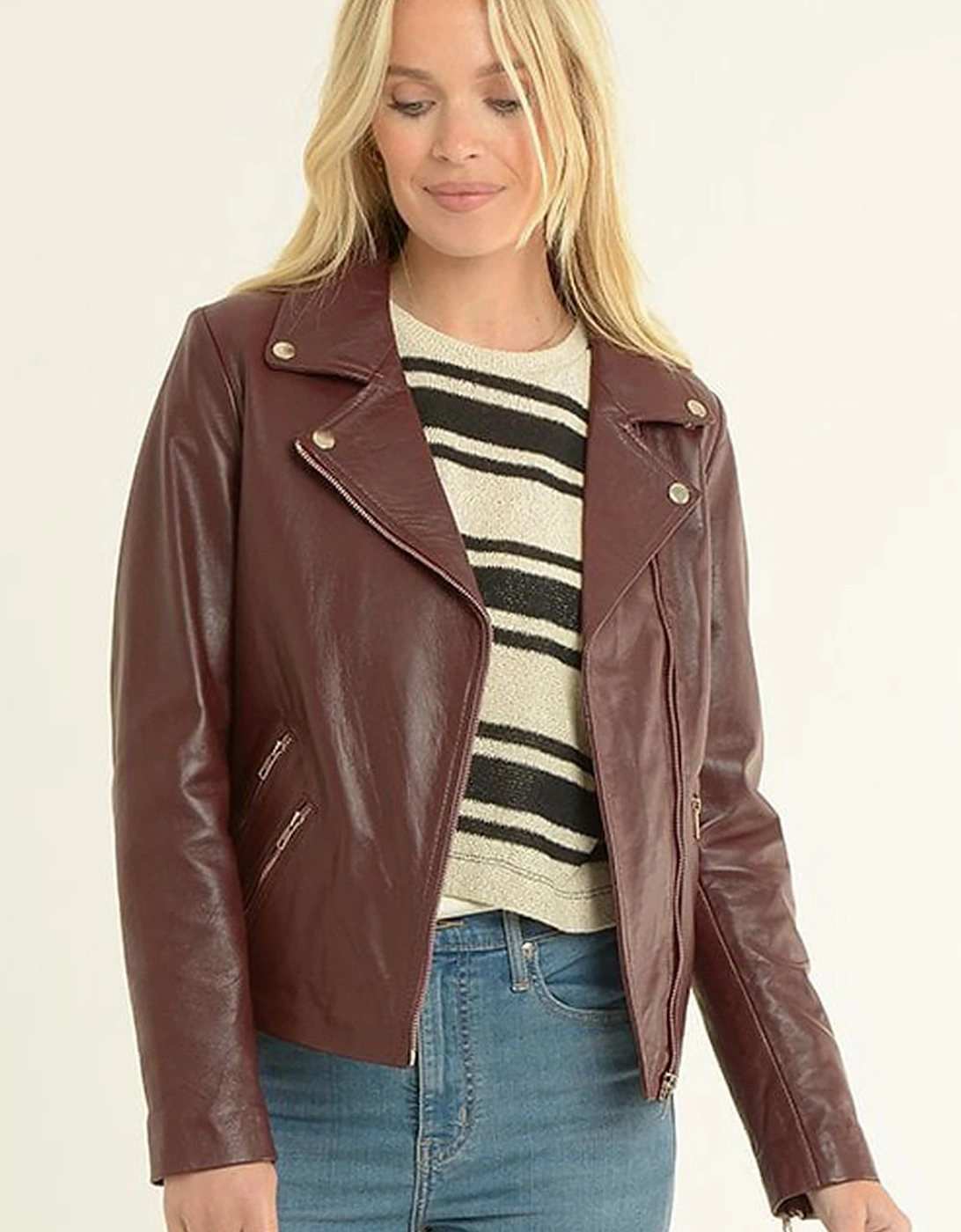 'Celia' Leather Fashion Biker Jacket Women Coat, 2 of 1