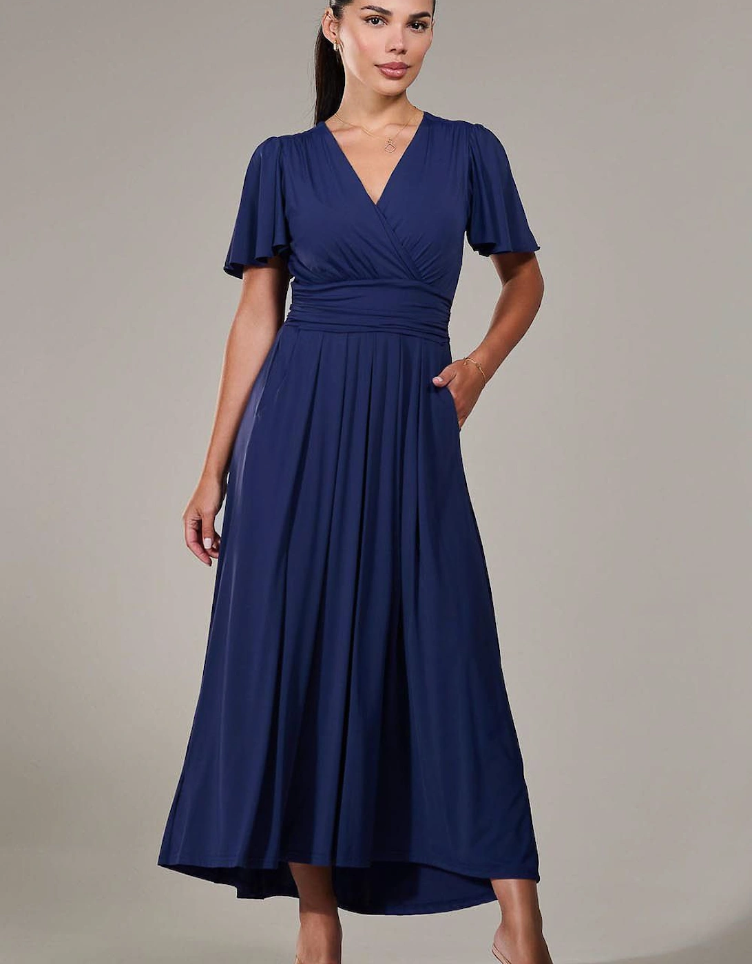 Short Sleeve Soft Silky Jersey Maxi Dress, 2 of 1