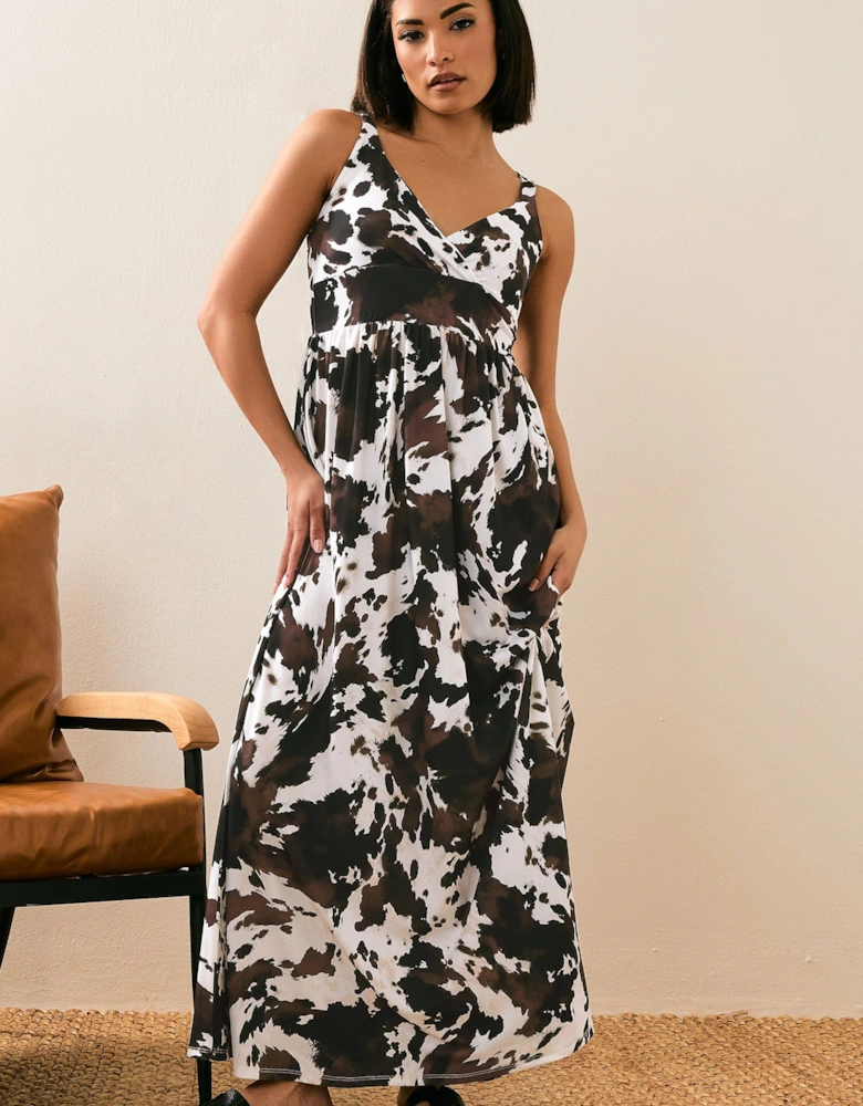 Petite Cow Print Maxi Dress