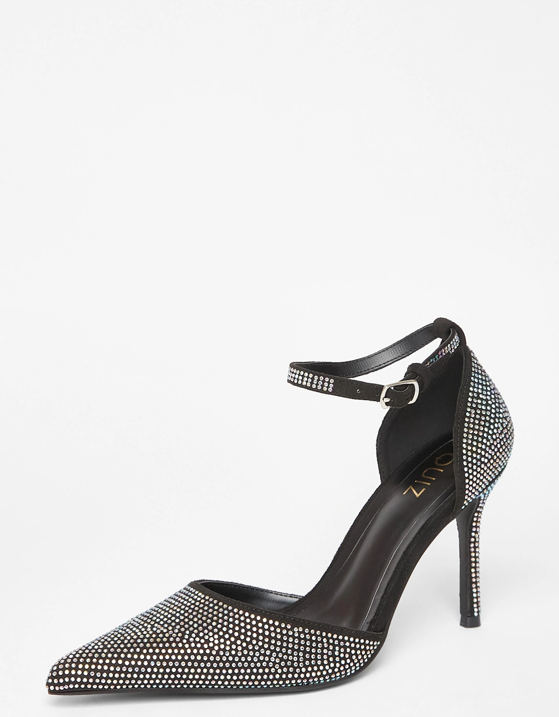 Black Diamante Pointed Toe Heels, 2 of 1