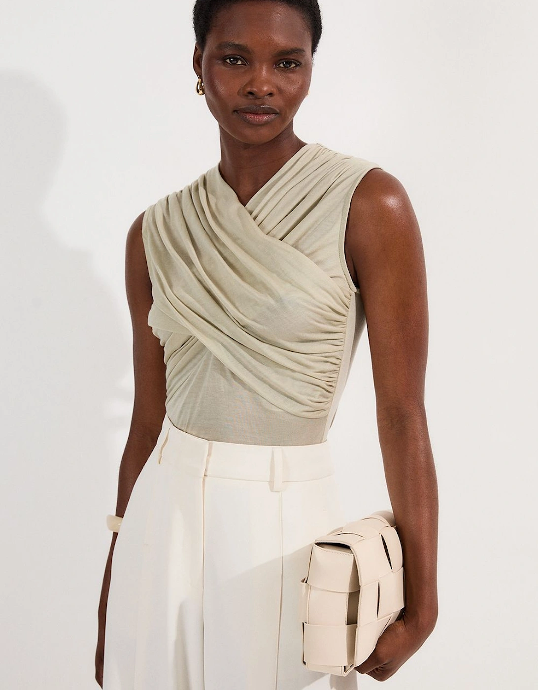 Premium Tencel Jersey Wrap Detail Top, 2 of 1