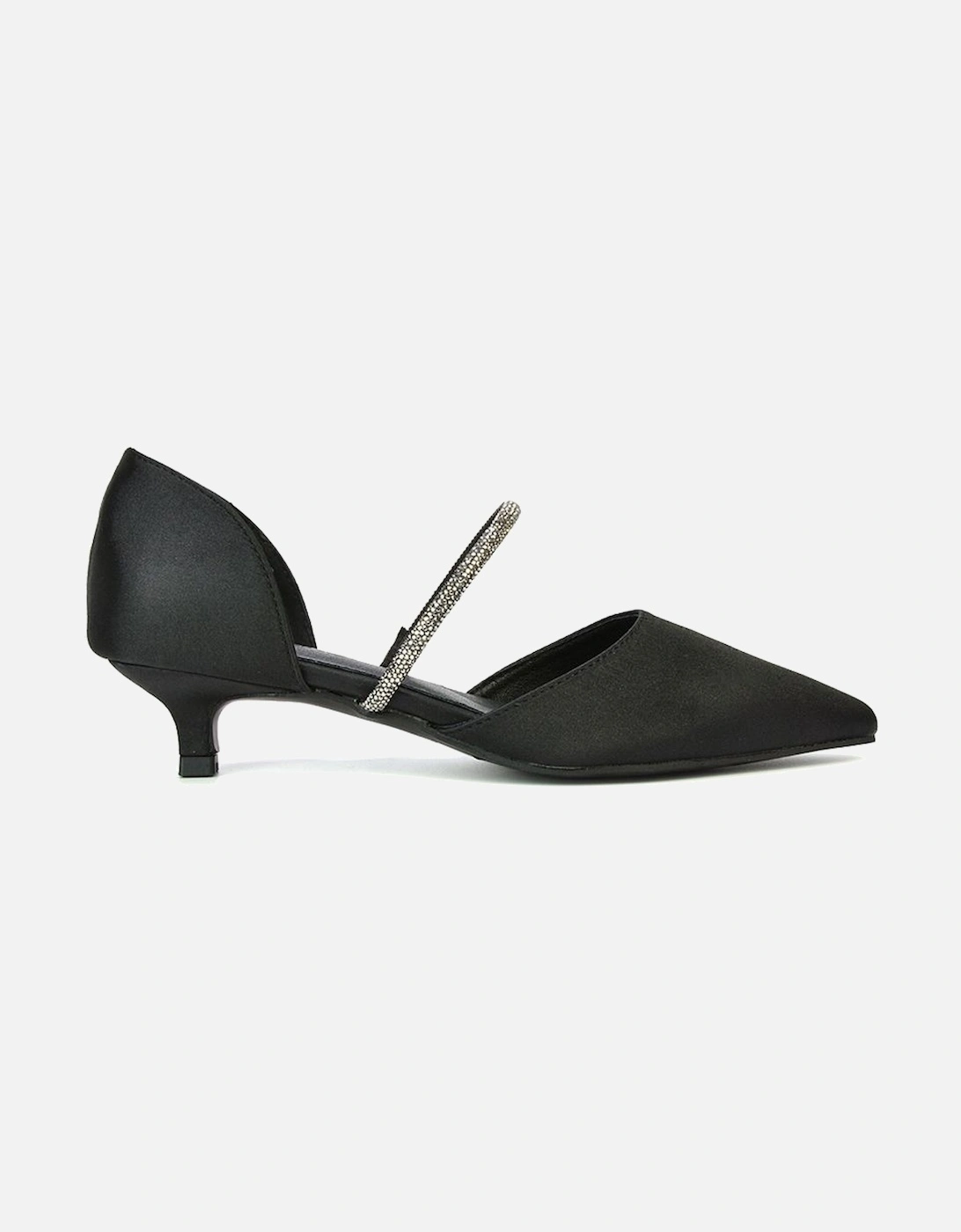 'Laura' Diamante Strap Kitten Heel Pointed Toe Court Shoes, 2 of 1