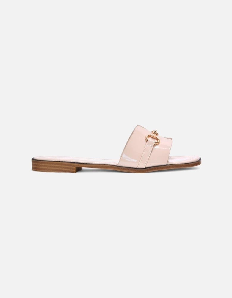 'Lesley' Square Toe Mule Slider Sandals With Buckle Detail