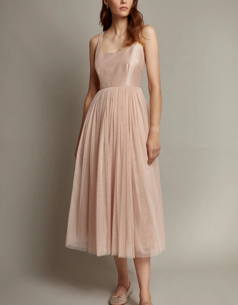 Alice Sleeveless Tulle Midi Dress Pink