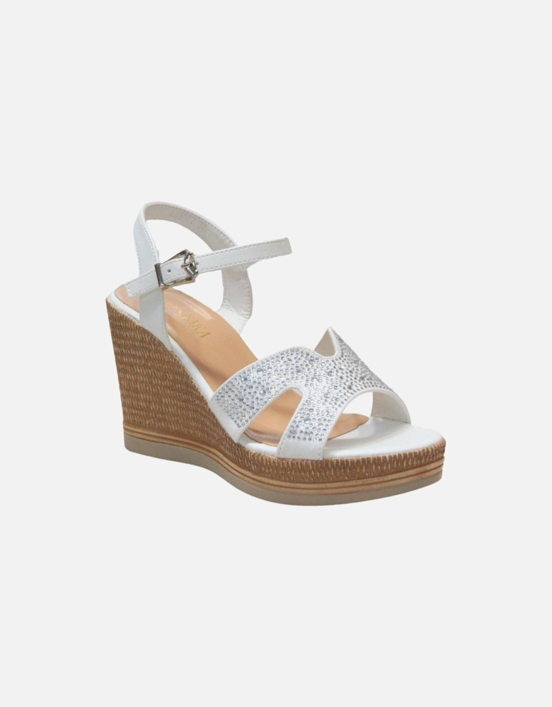 Sparkling Diamond Glitter Buckle Closure Wedge Party Sandals