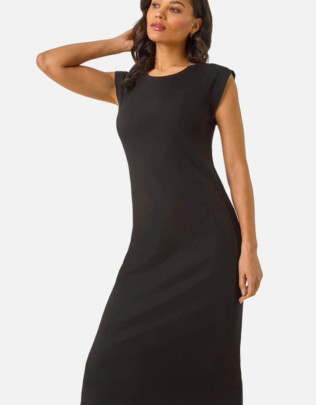 Ribbed Cap Sleeve Midi Dress, 2 of 1
