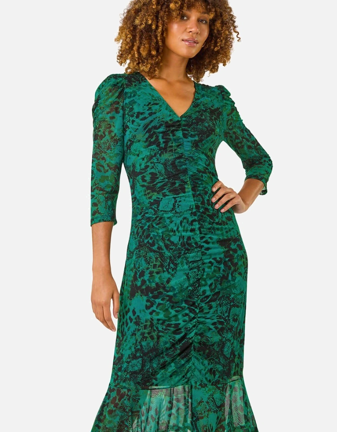 Printed Mesh Midi Dress, 2 of 1