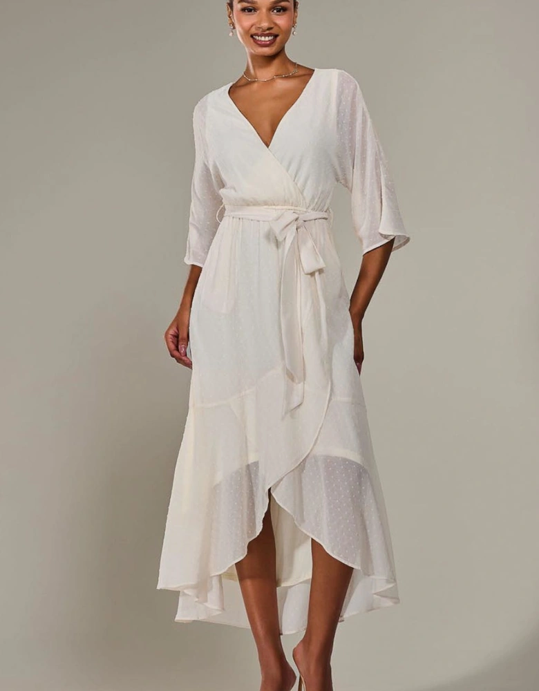 Wrap Tie Front Midi Dress