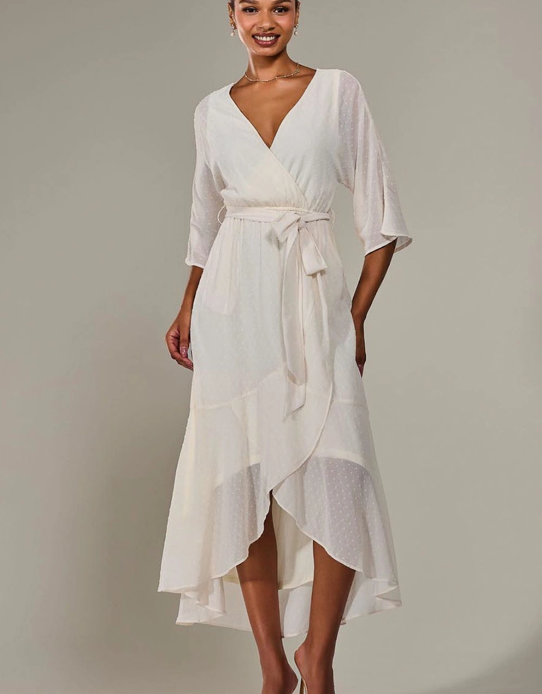 Wrap Tie Front Midi Dress, 2 of 1