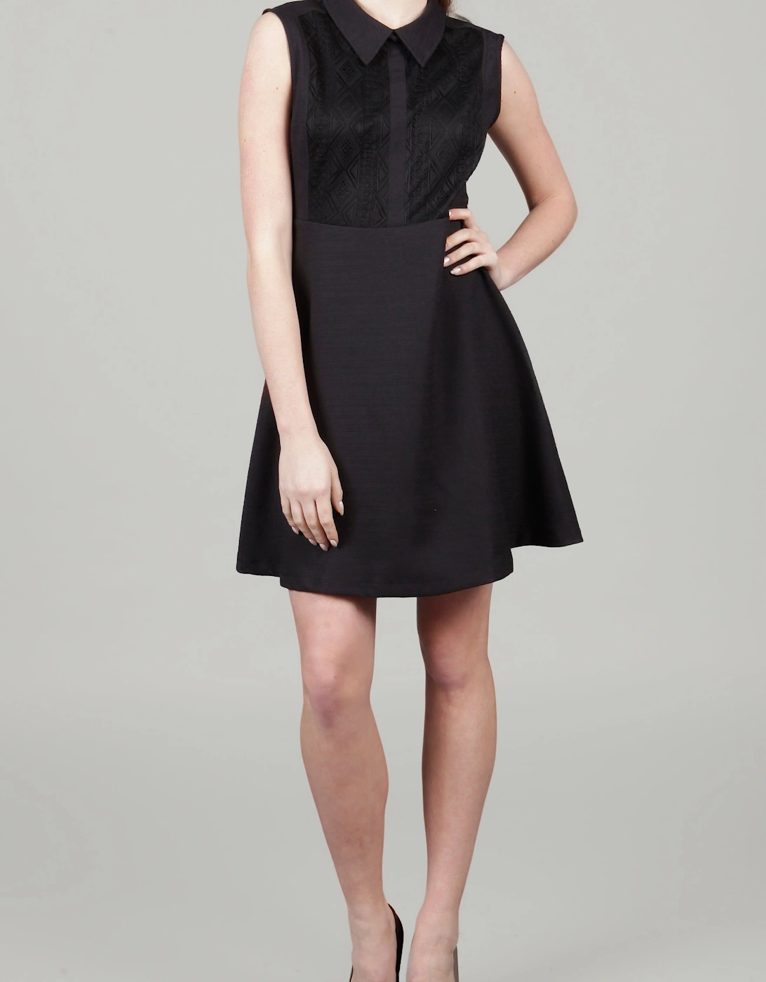 Collared A-Line Mini Dress with Textured Yoke, 2 of 1