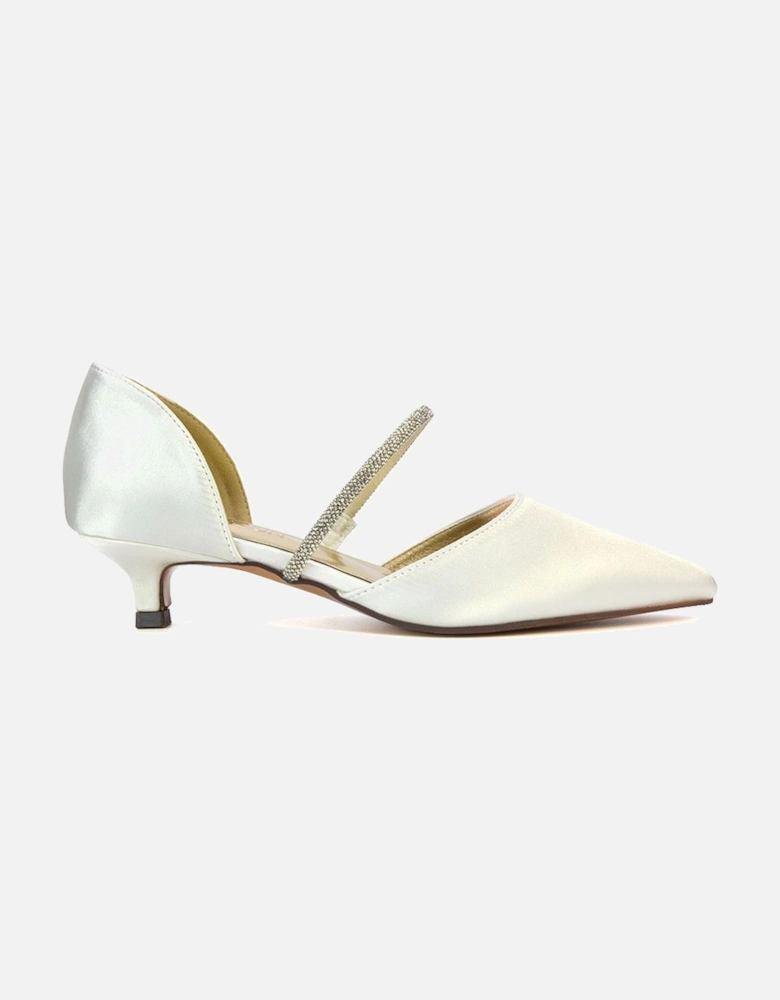 'Laura' Diamante Strap Kitten Heel Pointed Toe Court Shoes