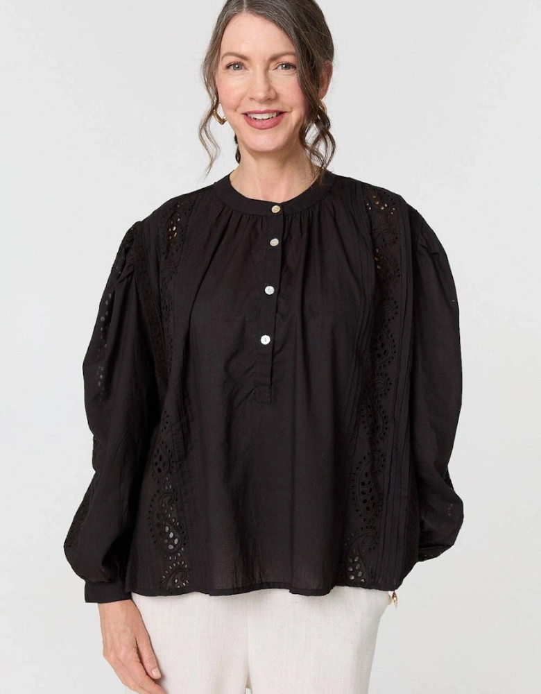 Broderie Anglaise Puff Sleeve Blouse