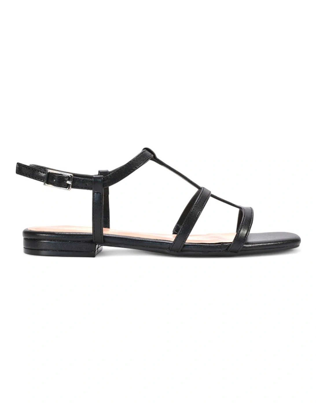 'Danielle' Flat Strappy Caged Square Toe Sandals With Buckle, 2 of 1