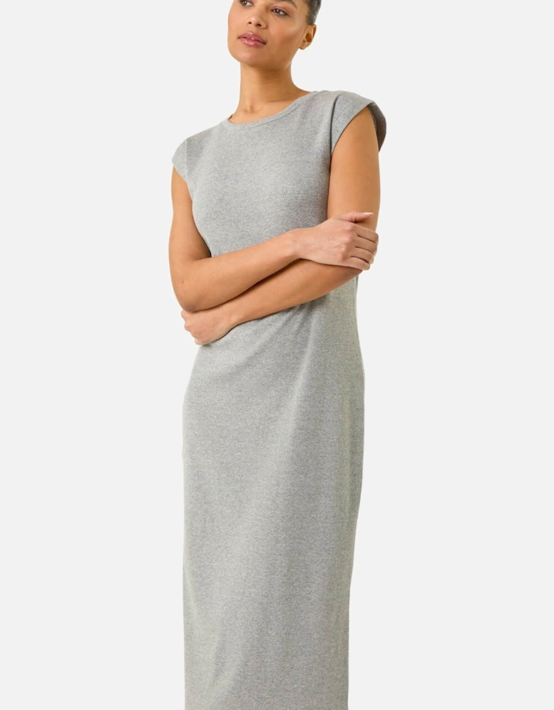 Ribbed Cap Sleeve Midi Dress