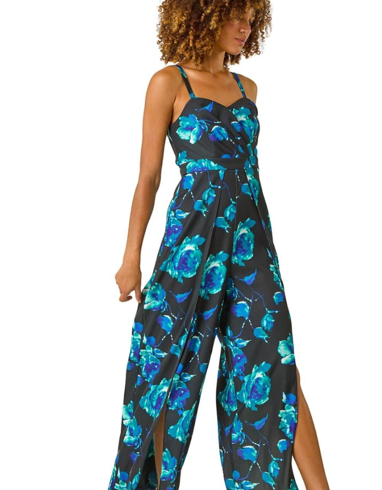 Floral Print Pleat Detail Jumpsuit