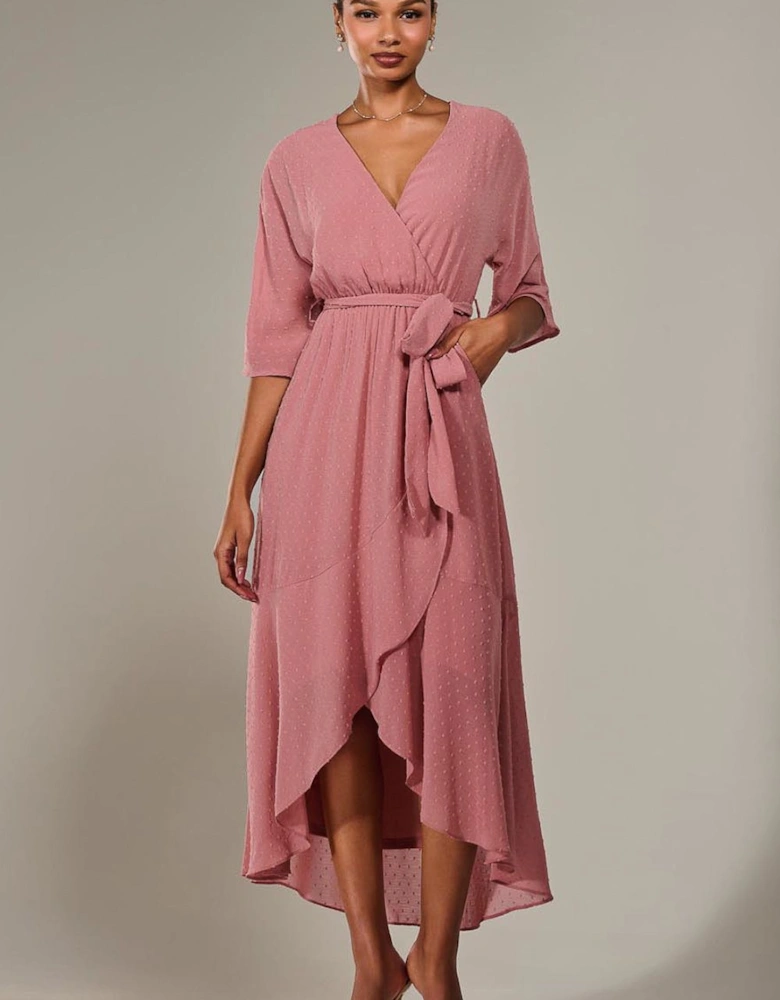 Wrap Tie Front Midi Dress