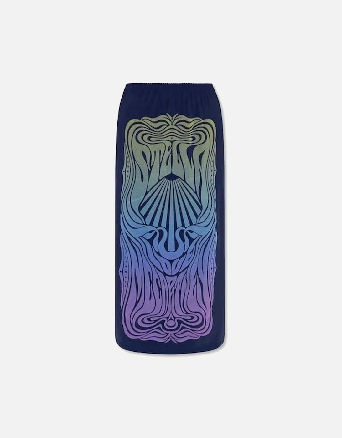 Velvet Finish Elasticated Waist Printed Skirt - Blue, 2 of 1