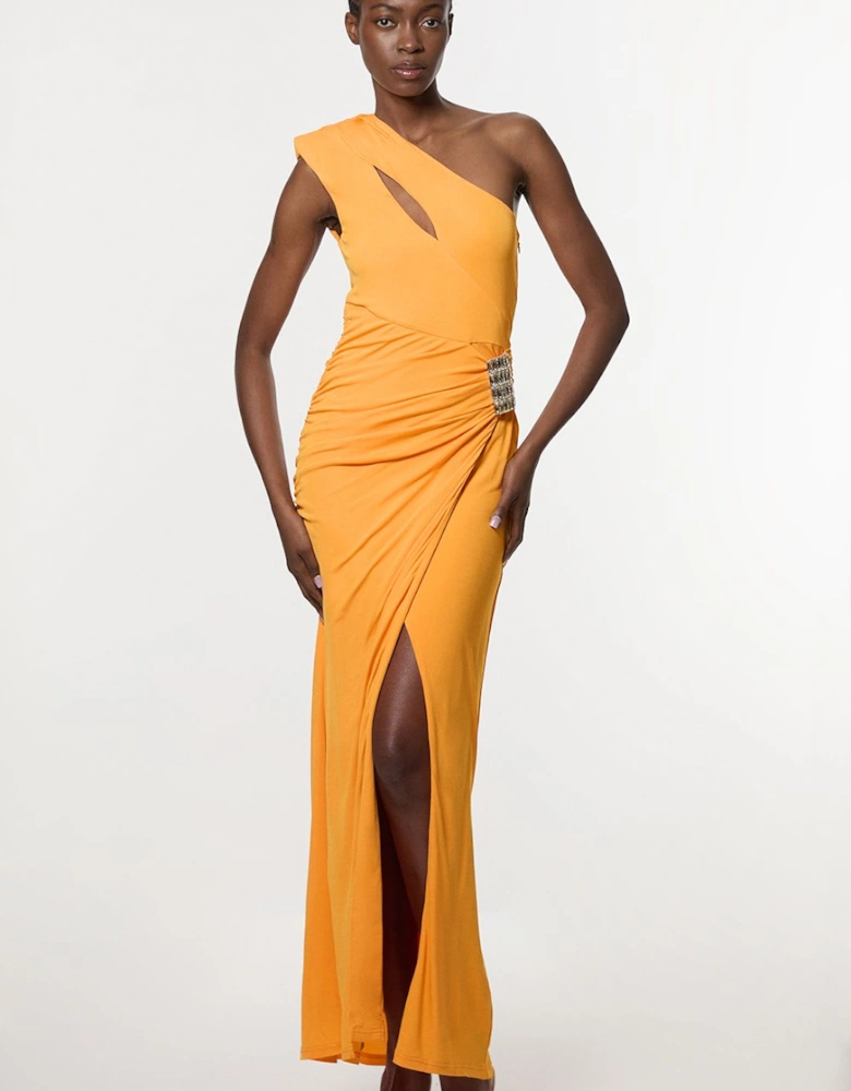 Premium Viscose Jersey Hardware Maxi Dress