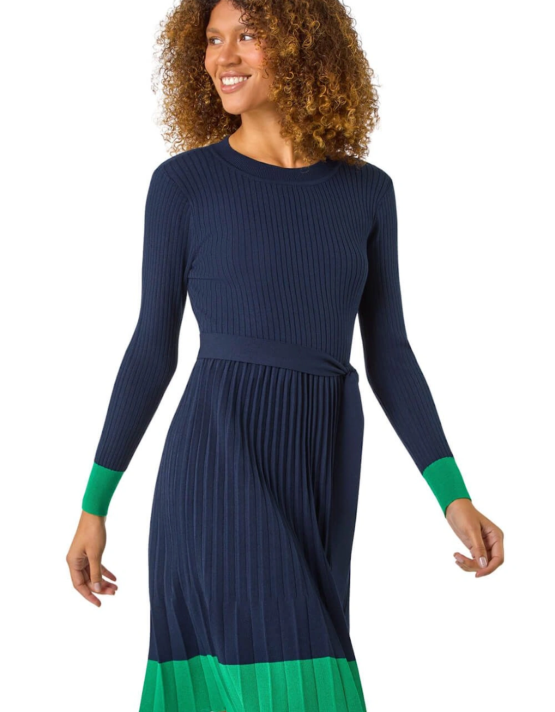 Contrast Border Knitted Stretch Dress, 2 of 1
