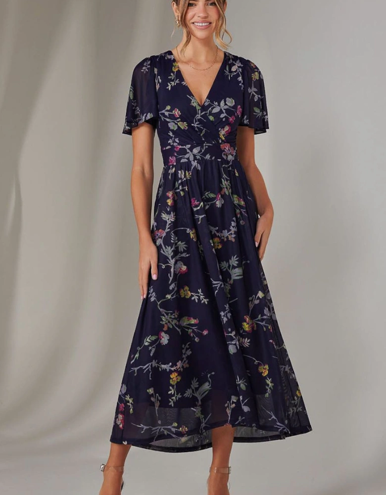 Mesh Short Sleeve Midaxi Dress