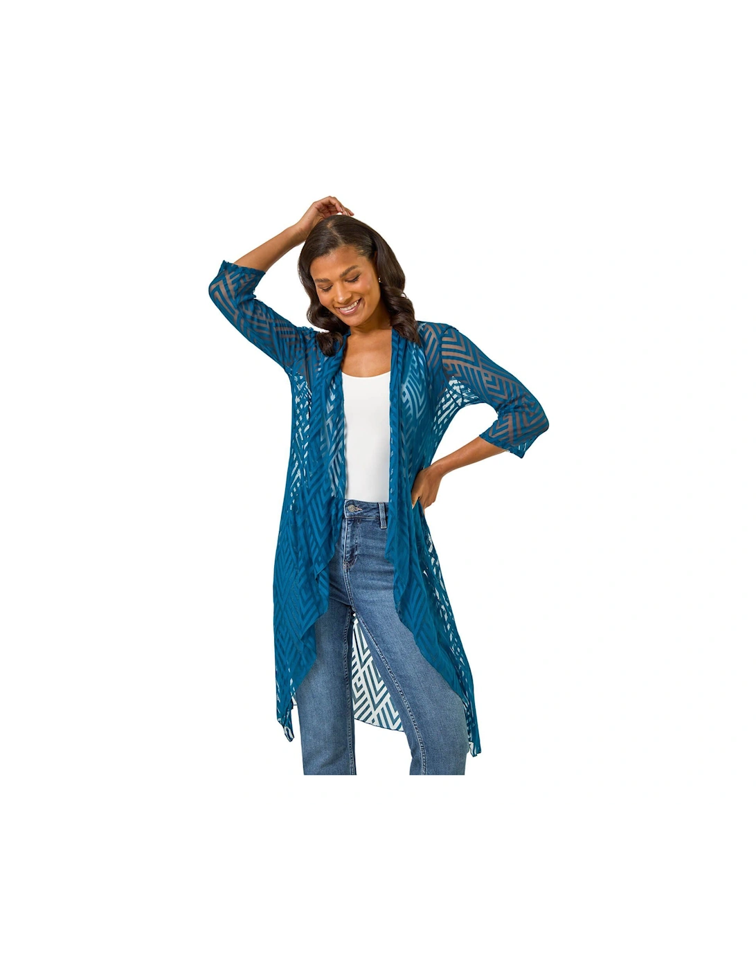 Mesh Burnout Longline Kimono, 2 of 1