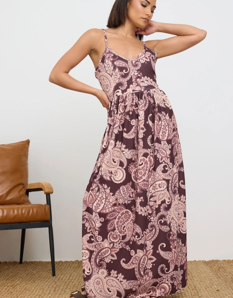Petite Paisley Ribbed Maxi Dress