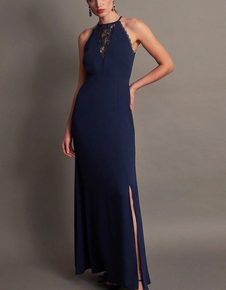 Jackie Lace Halter Dress Blue