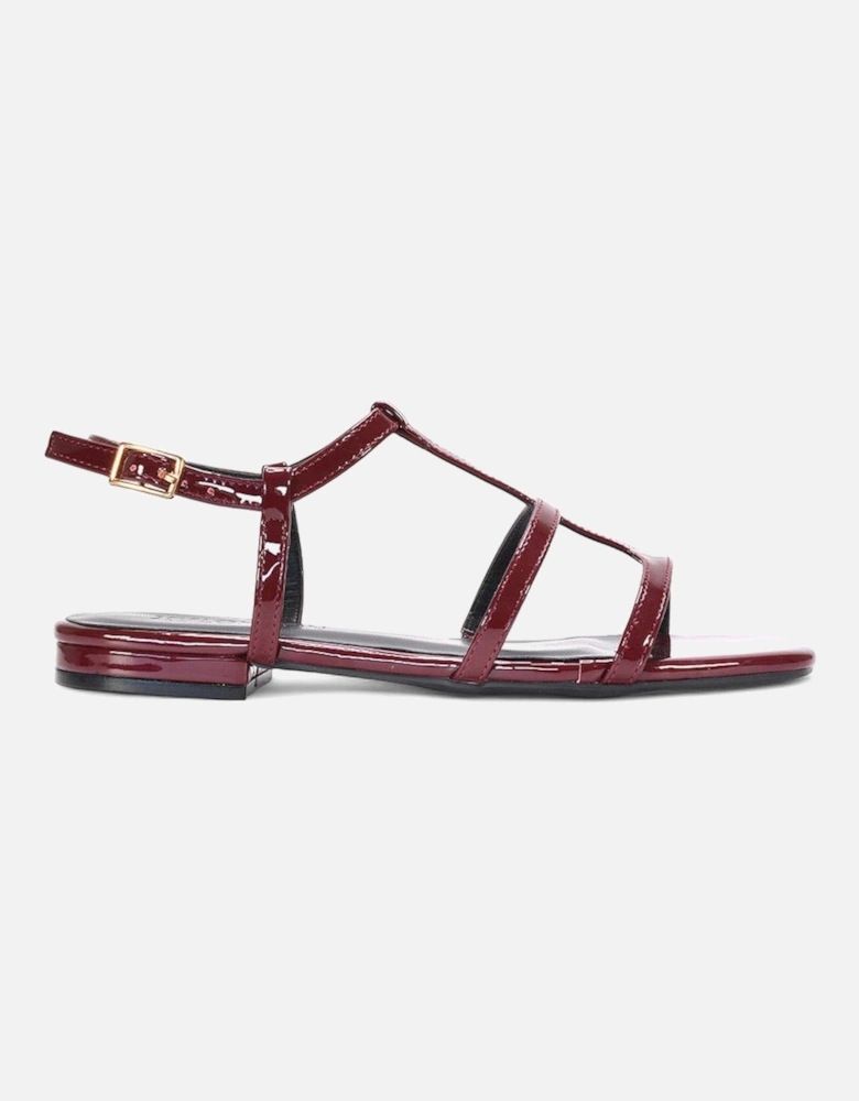 'Danielle' Flat Strappy Caged Square Toe Sandals With Buckle