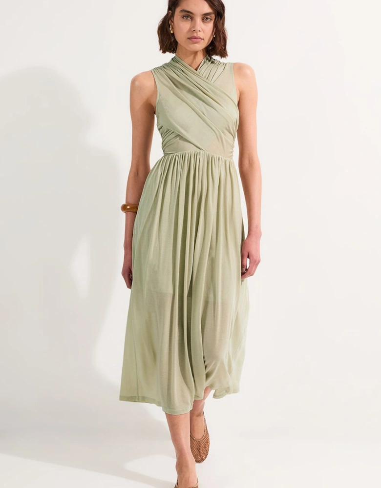 Premium Tencel Jersey Wrap Detail Midi Dress