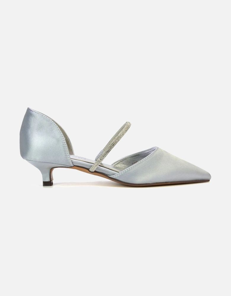 'Laura' Diamante Strap Kitten Heel Pointed Toe Court Shoes