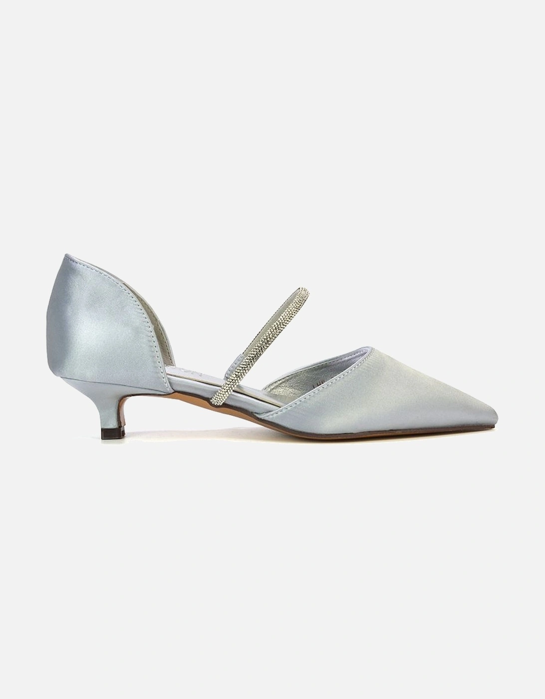 'Laura' Diamante Strap Kitten Heel Pointed Toe Court Shoes, 2 of 1