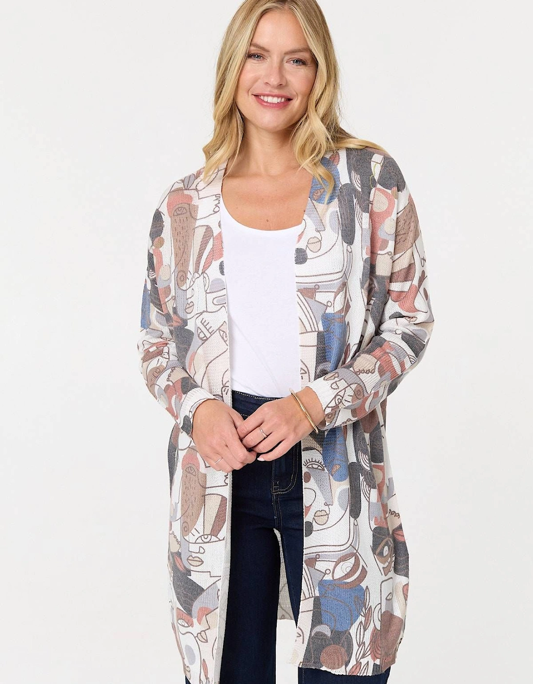 Abstract Open Front Longline Cardigan, 2 of 1
