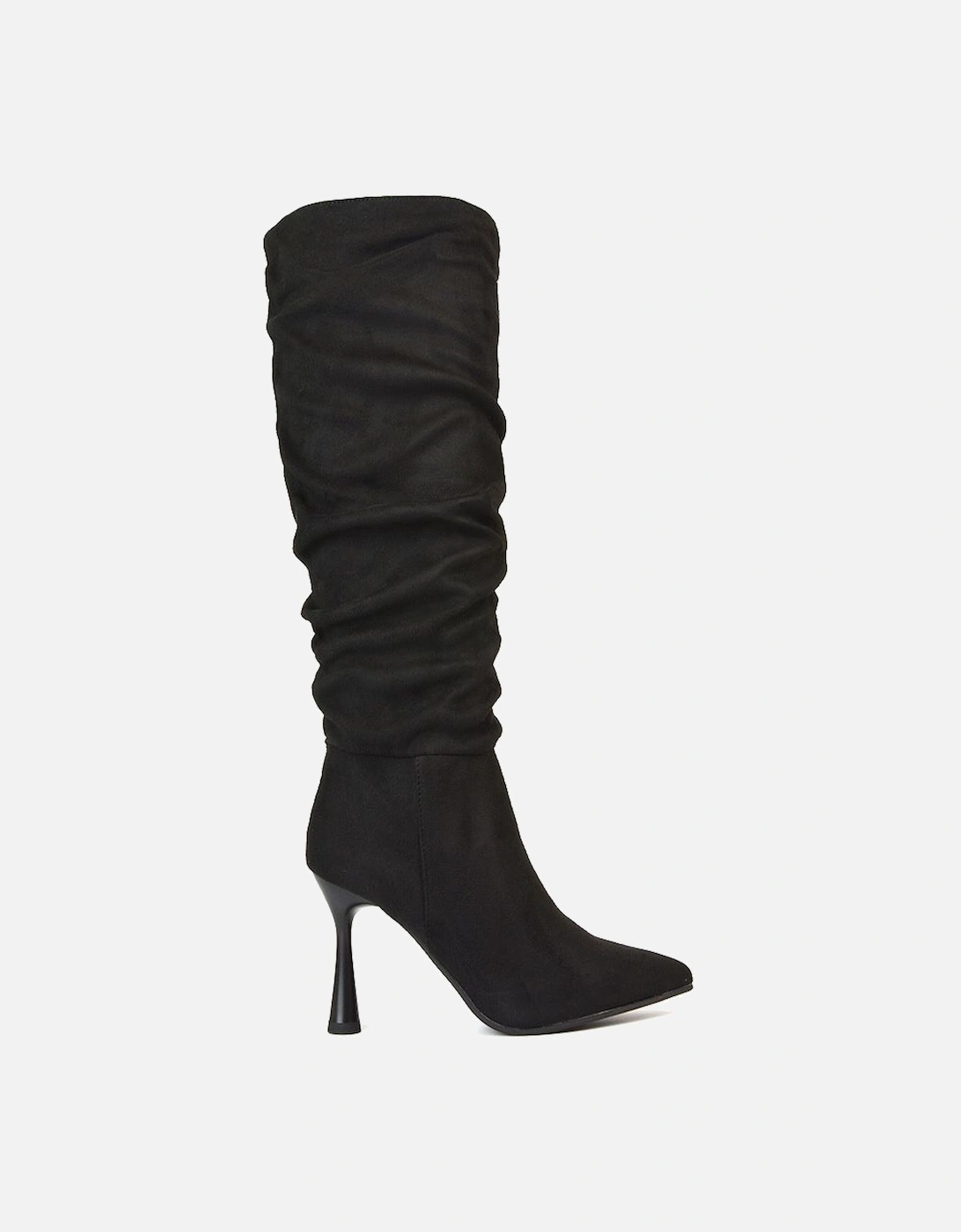'Andi' Knee High Stiletto Heeled Ruched Pointed Toe Boots, 2 of 1