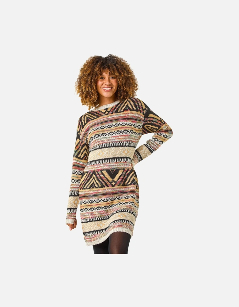 Aztec Pattern Knitted Dress